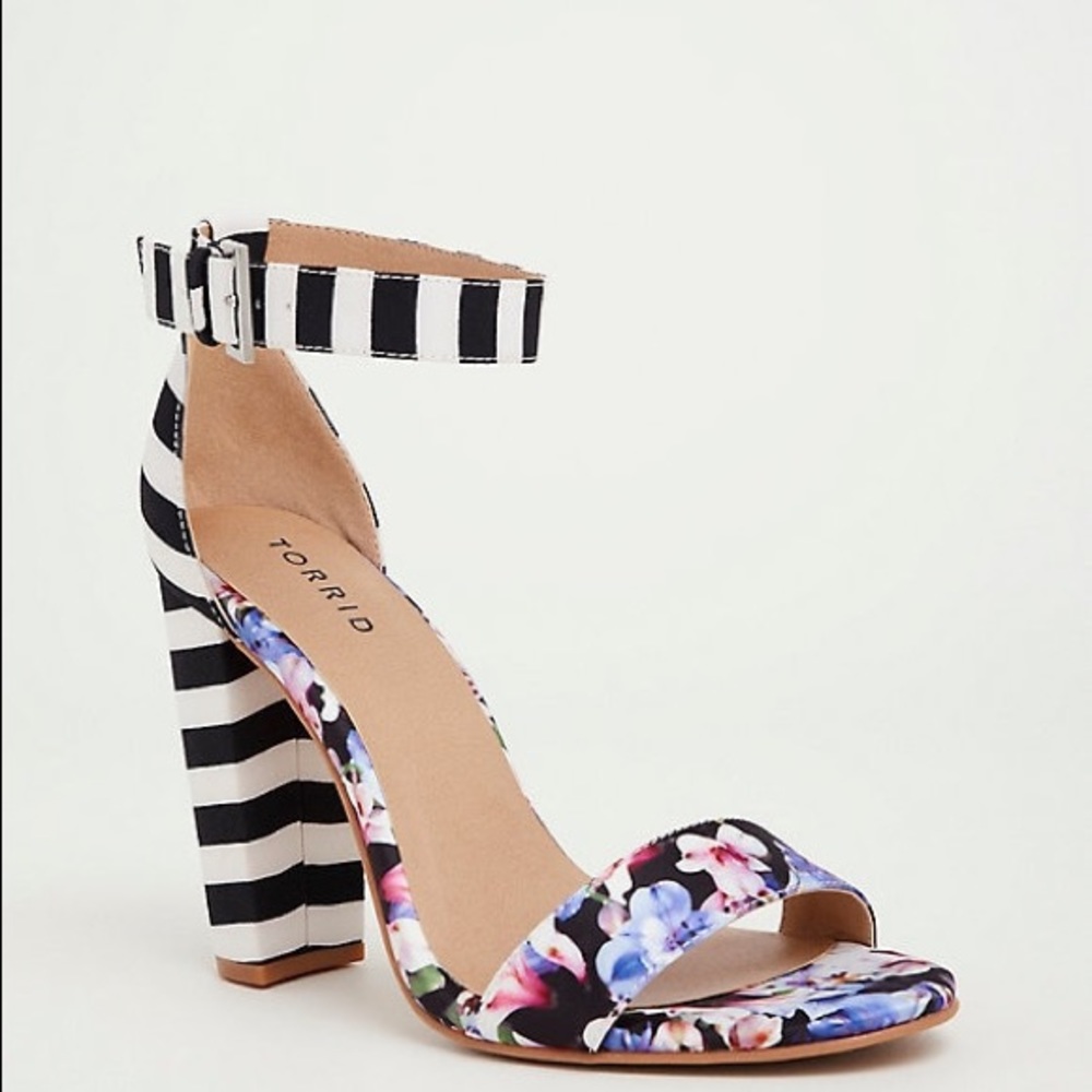 Torrid Floral Striped Chunky Heel